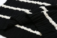 SOMESOWE Wool Small Lapel Striped Knit Top Black | MADA IN CHINA