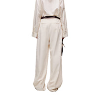 ilEWUOY Wool Wide Leg Pants in White | MADA IN CHINA