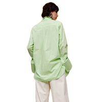 ilEWUOY Wrinkled Cotton Zip-up Shirt in Green | MADA IN CHINA