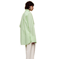 ilEWUOY Wrinkled Cotton Zip-up Shirt in Green | MADA IN CHINA