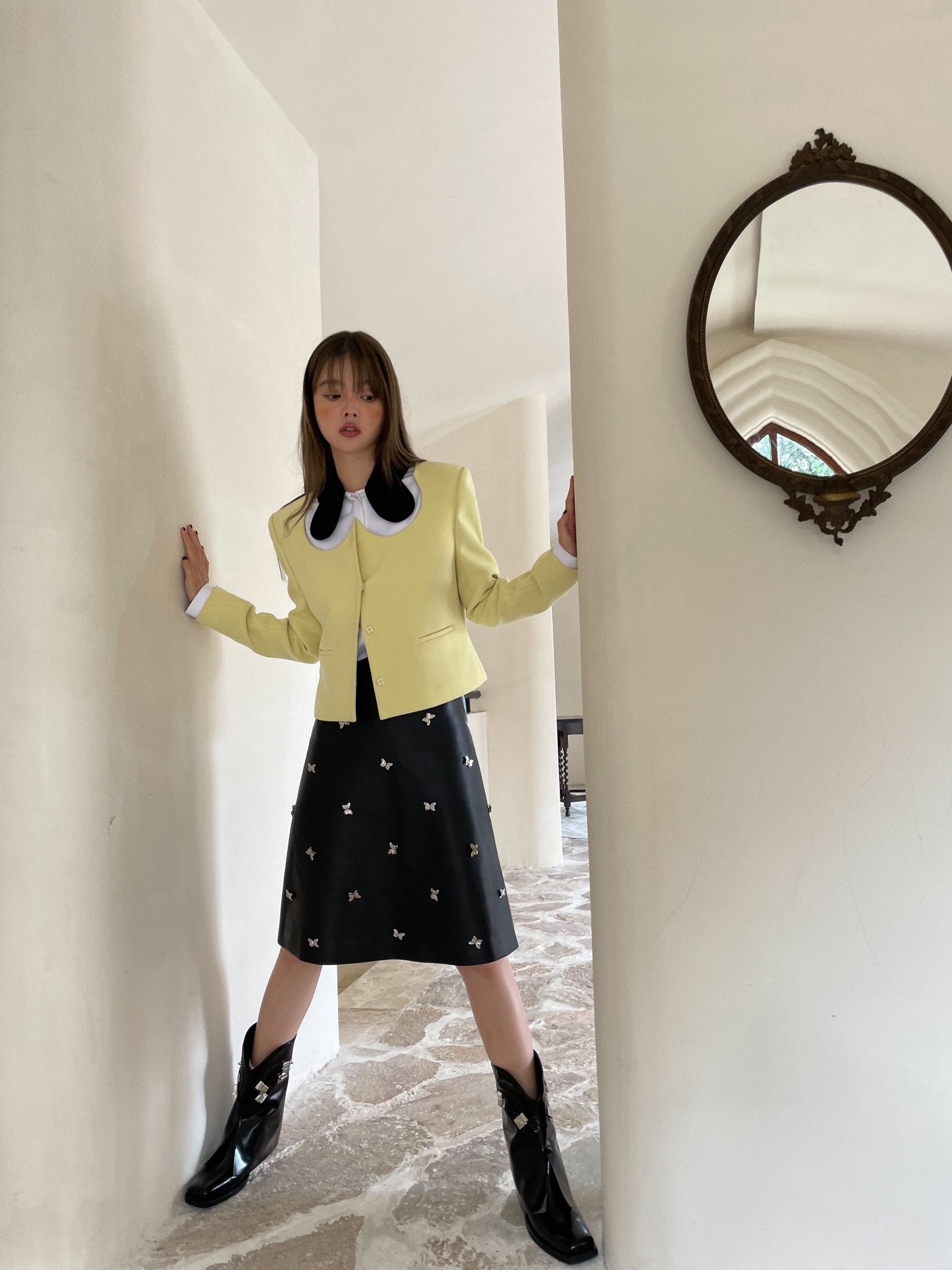 CALVIN LUO Yellow Butterfly Collar Blazer | MADA IN CHINA