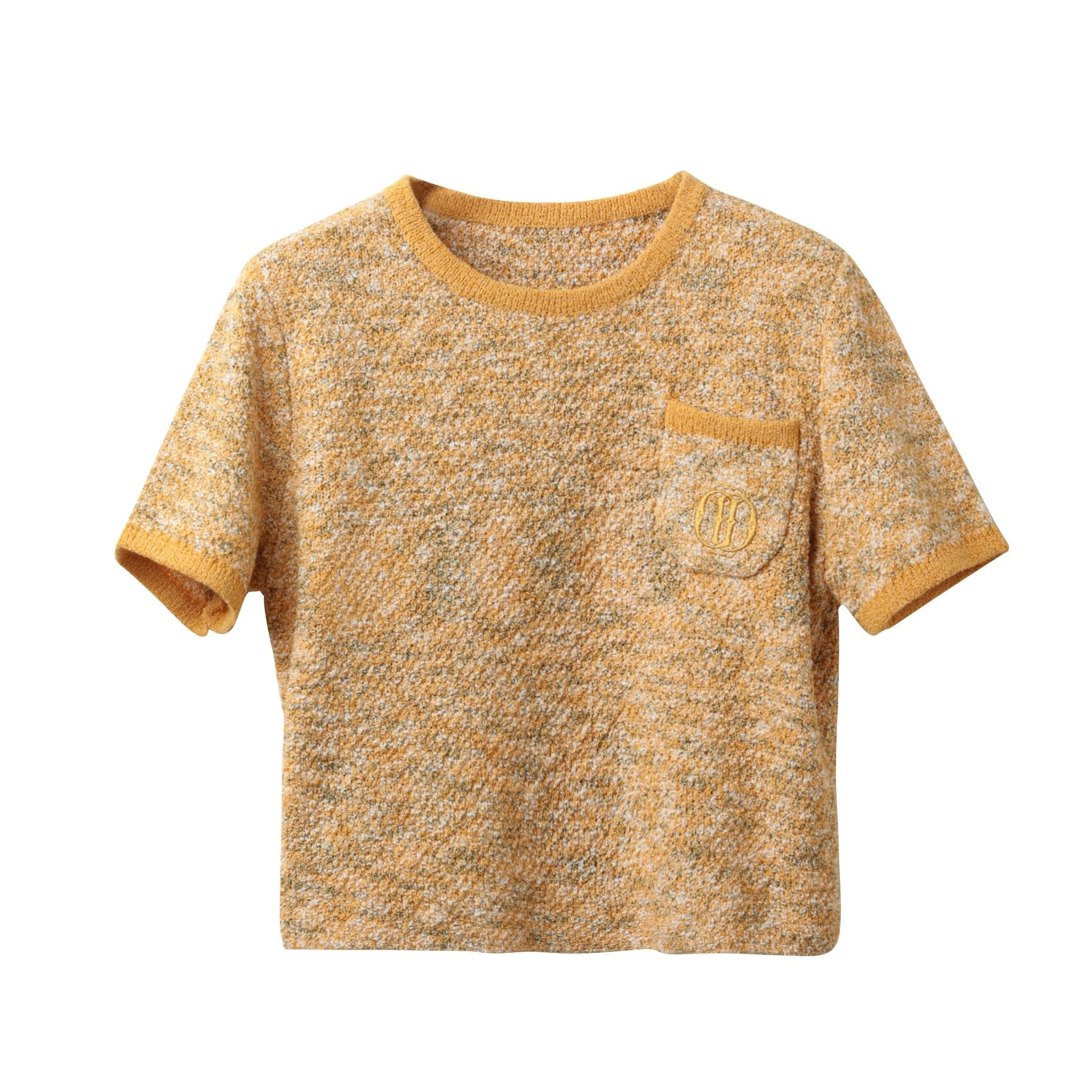 ICE DUST Yellow Embroidered Blend Knit Shirt | MADA IN CHINA
