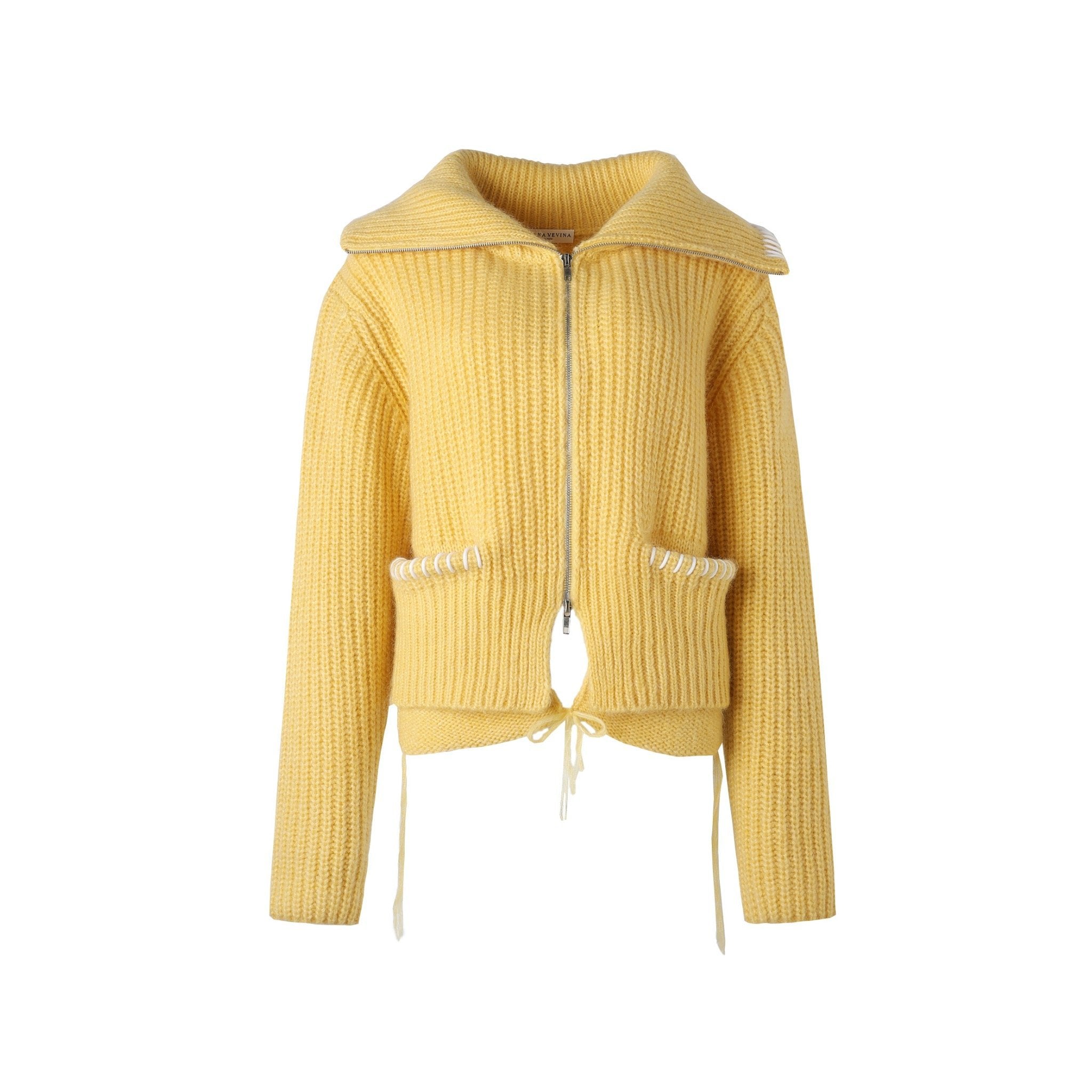DIANA VEVINA Yellow Oversized Mohair Cardigan | MADA IN CHINA