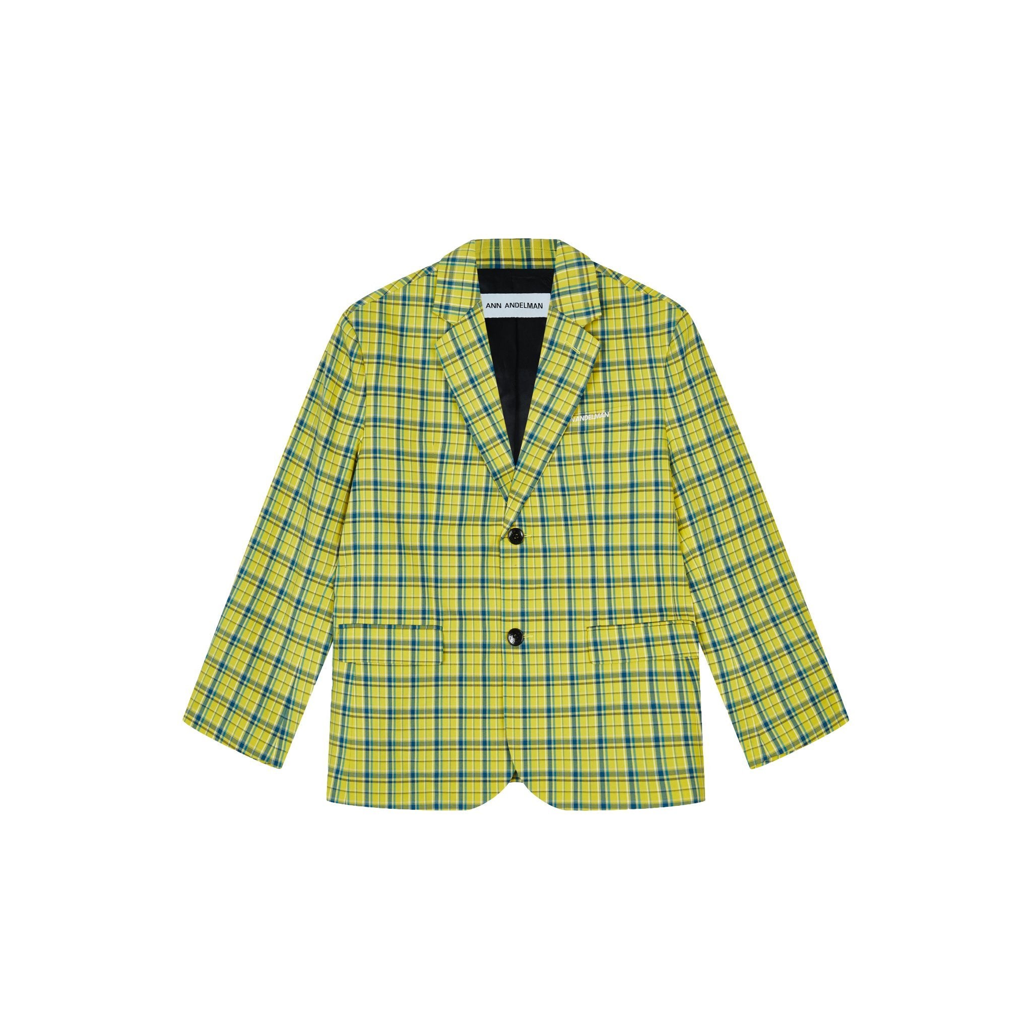 ANN ANDELMAN Yellow Plaid Blazer Jacket | MADA IN CHINA