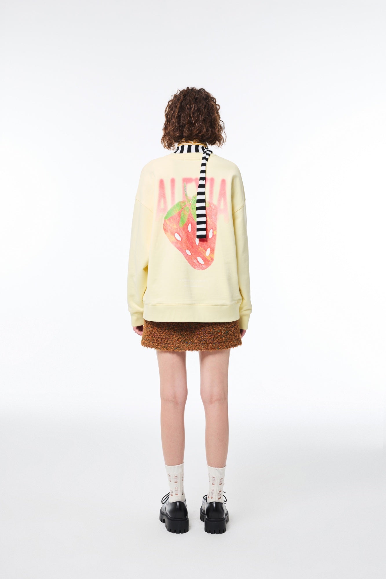 Alexia Sandra Yellow Printing Strawberry Sweatshirt | MADA IN CHINA