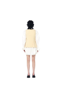 ICE DUST Yellow U Neck Tweed Vest | MADA IN CHINA