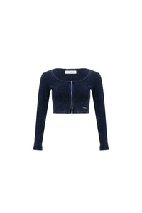 ANN ANDELMAN Zipped Cardigan With Long Sleeve Blue | MADA IN CHINA